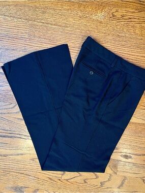 Theory Black Pinstripe Wool Trousers